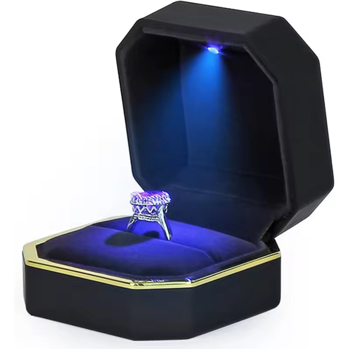 Boîte à bijoux LED en velours de luxe avec lumière