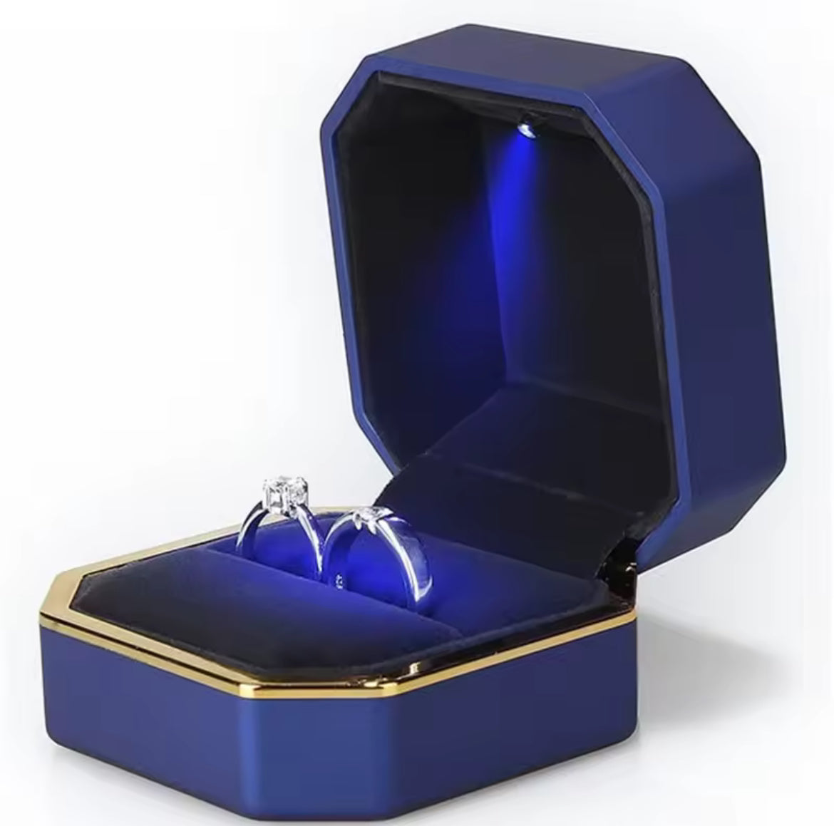 Boîte à bijoux LED en velours de luxe avec lumière